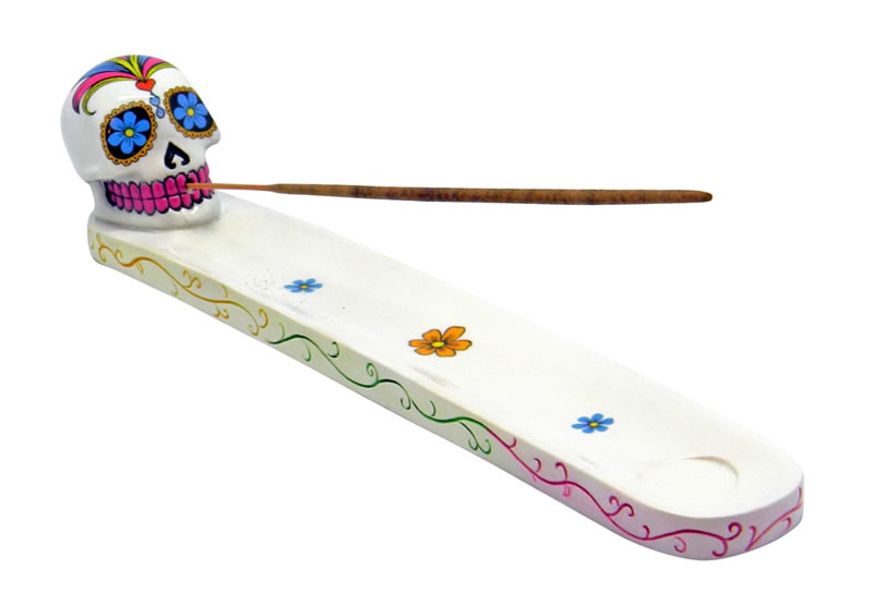 Fantasy Gifts - Day of the Dead/Sugar Skull White Incense Burner, Day